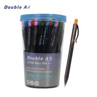 ปากกา Double A ปากกาลูกลื่น แบบกด หมึกสีน้ำเงิน รุ่น Alpine ball pen ขนาด 0.5 มม. ด้ามคละสี บรรจุ 50ด้าม/กระบอก พร้อมส่ง