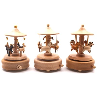 Creative Carousel Octave Box Wooden Childrens Education Music Box Home Table Decorations Little Girl Hand Made Holiday Gifts
