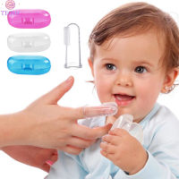 TEQIN 2 Pcs/set Baby Thumb Sleeve Toothbrush + Box Set Soft Silicone Finger Massager Brush Random