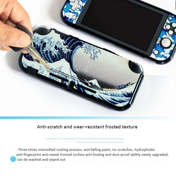 for-nintendo-switch-lite-protective-shell-full-cover-upper-and-lower-cover-painted-shell-sx-117-ukiyo-e-sea-waves