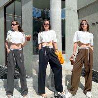 Must have?Y2k white line pants?(450฿ฟรีส่ง) จึ้งมากกก!! กางเกงที่กำลังสวยฮิตติดเทรนสุดๆ กิมมิคเก๋ๆที่ขอบเอวเดินเส้นสีขาว