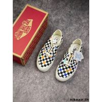 Vans Authentic ฤดูร้อนใหม่สีทอลายหมากรุกแฟชั่นรองเท้าผ้าใบลำลอง