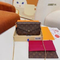 Pochette กระเป๋าสะพายไหล่ ทรงซองจดหมาย ลายดอกไม้ พร้อมกล่อง สําหรับผู้หญิง M61276 LL777777-0627