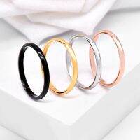 woman Fashion punk simple Stainless Steel 2mm Rings 925 Silver Rose Gold Jewelry