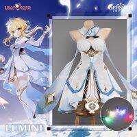 In Stock UWOWO Lumine Traveler Cosplay Costume Game Genshin Impact LED Female Lumine Dress Full Set Oufits With Shinning Lights