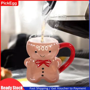 SteFik Gingerbread man Cup Christmas gift 2023 mug gift with handle large  household ceramic cups.