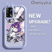 เคส Chenyyyka สำหรับ OPPO A74 4G A95 4G A74 F19S F19 5G A54 5G Reno 6 Lite เคสการ์ตูนน่ารัก Kuromi นุ่มหลากสีเคสโทรศัพท์โปร่งใสสร้างสรรค์เลนส์กล้องถ่ายรูปมอนสเตอร์ตัวน้อยน่ารักเคสป้องกันเคสกันกระแทกซิลิโคน