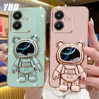 YBDเคสสำหรับดีไซน์ใหม่ Vivo Y22S Y22 Y02S Y16 Y35 2022 4G Y77 5G Y77E Y77e (t1) เคสโทรศัพท์สเตอริโอน่ารัก3D วงเล็บนักบินอวกาศเคสแบบนิ่ม