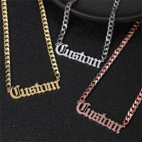 Customized Old English Cuban Name Pendant Necklace Fashion Stainless Steel Men 39;s Women 39;s Necklace Jewelry Gift