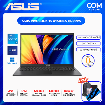 NOTEBOOK (โน้ตบุ๊ค) ASUS VIVOBOOK 15 X1500EA-BR599W (INDIE BLACK) BY COMCOM