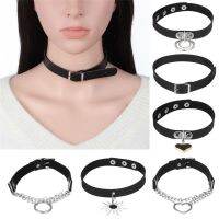 ZINCSTORE19E0ผู้หญิงฮาราจูกุ Choker ร็อคโกธิคหัวใจสตั๊ดปกหมุดย้ำคอพังก์สร้อยคอหนัง