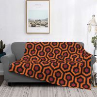 Orange Shining Looped Hexagons Overlook Ho Car Blankets Soft Flannel Vintage Geometric Throw Blanket for Couch Car Bedroom