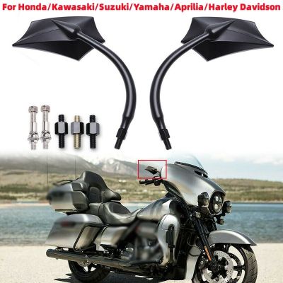 ☒ 1 Pair Black Motorcycle Rear View Mirrors Motorbike For Honda/Kawasaki/Suzuki/Yamaha/Aprilia/Harley Davidson