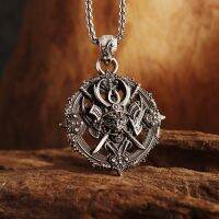 Compass Demon Pendant Benno Necklace Mens Locomotive Gothic Jewelry