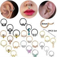 3PCS Daith Clicker Hoops Set Cartilage Piercing Earring Helix Hoop Bulk Septum Nose Ring Hoop Lot Tragus Hoop Rook Earrings Body jewellery