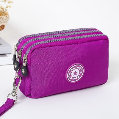 Thickened three-layer long zipper pocket purse Womens handbag Wrist mobile phone bag Cute washable cloth