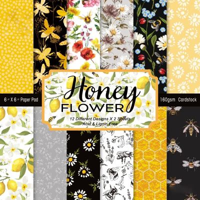 24PCS 6 "Honey Flower DIY สมุดภาพและกระดาษการ์ด