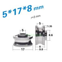 1pcs 5*17*8mm SG15 bearing pulley  non-standard Gothic U-groove wheel  embroidery machine guide wheel/roller W/ M5 screw Sewing Machine Parts  Accesso