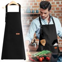 Solid Color Adjustable Bib Apron Waterproof Stain-Resistant with Two Pockets Kitchen Chef Baking Cooking BBQ Gifts For Mom Aprons