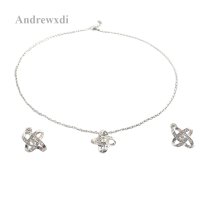 Andrewxdi เครื่องประดับนาฬิกาผู้หญิงสแตนเลส Giwang Set ยุโรปอเมริกันโคลเวอร์จี้สร้อยคอสร้อยคล้องคอชุดเครื่องประดับ