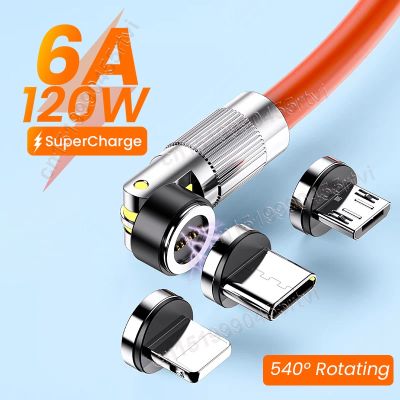 Chaunceybi 540 Rotate Magnetic Cable 6A Fast Charging Charger USB Type C 8-Pin Wire Cord iPhone