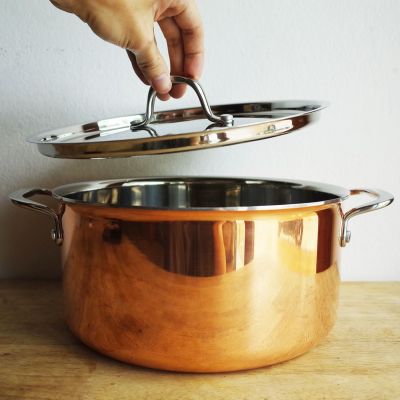 Copper Brazier Soup Pot 5 + Ply Stainless Steel - 25x12cm 5.8 Litres