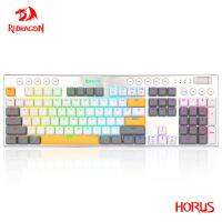 REDRAGON Horus K619 RGB USB Mini บางเฉียบออกแบบคีย์บอร์ด LED คีย์บอร์ดเล่นเกมสวิทช์สีแดง104คีย์สำหรับคำนวณเครื่องคอมพิวเตอร์