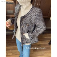 ☎卐❄ gsgw Casacos elegantes para mulheres casacos curtos de tweed Parkas ternos Blazers roupas elegantes novo inverno 2022