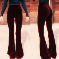 2022 Women Velvet Stretch Plus Size Pants Solid Color Flared Trousers Cross High Waist Fashion Casual Ladies Flare Bottoms Y2k