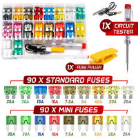 306pcs car blade fuse classification kit standard small and mini, with 2 fuse testers and 2 pullers suitable for cars and trucks