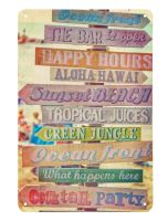 Beach Bar Tin Sign Retro Signpost with Colorful Wooden on The Beach in Sunshine Vintage Metal Tin Signs for Men Women