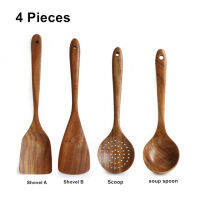 Teak Tableware Natural Wooden Cookware Kitchenware Suit Round Spoon Colander Cooking Kitchen Tools Set Wooden Spatula