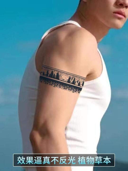 herbal-armband-tattoo-stickers-mens-waterproof-long-lasting-juice-semi-permanent-new-tattoo-small-picture-simulation-non-reflective-arm