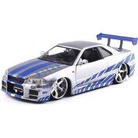 Jada 1:24นิสสันสกายไลน์จีทีอาร์ R34 Diecasts และของเล่นยานพาหนะโลหะผสมโมเดลรถเหล็กการจำลองสูงของเล่นสะสม J230ของขวัญ