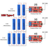 ใหม่ Solder-ฟรี-2S 3S 4S Type-C ถึง8.4V 12.6V 16.8V Boost Boost Polymer Li-Ion 7.4V 11.1V 14.8V 18650 Li-Ion แบตเตอรี่