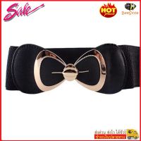 BeeStyle เข็มขัด เข็มขัดผู้หญิง Womens Belt รุ่น 2260 สีดำ Femail Fashion Casual Big Band Elastic Waist Belt Ceinture Bowknot