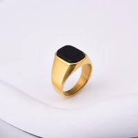 Hotmen ผู้หญิง316 Lstainletitanium Steel Onyx Gilded Rings Classic Fashion Trend Jewelry วัสดุที่เป็นมิตรกับสิ่งแวดล้อม