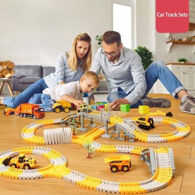 333pcs DIY Car and Train Tracks Set for Children Toy Railway Educational Mini Hot Racing Vehicle Models Flexible Game Brain Cart