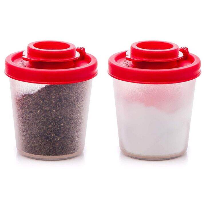 Salt and Pepper Shakers Moisture Proof ,Salt Shaker with Red Covers
