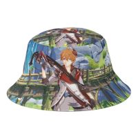 【CW】 Tartaglia Genshin Hats Boys Hip Hop Anime Hat Fishing Gorros Panama Proof