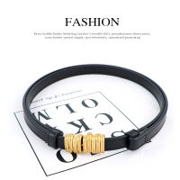 Simple Punch-Free Buckle Belt Womens Thread Buckle Head Layer Cowhide Womens Belt Womens Decorative Skirt Waist Decoration