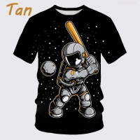 2023 New Casual T-shirt Short Sleeve Round Neck 3d Astronaut Print Summer Fashion Fashion Versatile Style