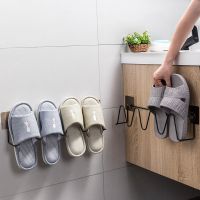 [COD] slipper free punching wall hanging bathroom toilet door behind the put slippers drain storage