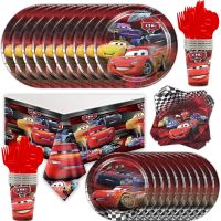 【LZ】 Disney Car Birthday Party Decorations Lightning McQueen Disposable Tableware Plates Tablecloth Kids Baby Shower Party Supplies