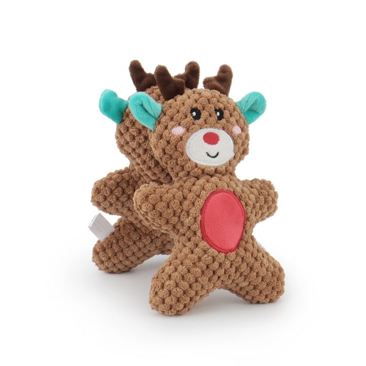ตุ๊กตาสัตว์เสียงแหลมของเล่นสำหรับตุ๊กตาสุนัขคริสต์มาสเป็นของขวัญสำหรับแมวซานตาคลอสขนมปังขิงกวาง-yy-ร้านค้า