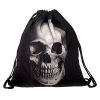 Fashion Black Skull Bag Casual Trekkoord Rugzak Drawstring Bag Backpack Women Harajuku Sports Bag Modis Daily bag