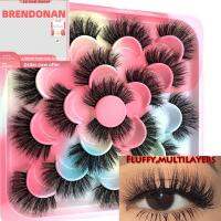 BRENDONAN 10Pairs เครื่องมือแต่งตา ขนตาปลอม ธรรมชาติยาว ปริมาณปุย มิงค์ 3 มิติ ขนตา 20-25 มม. ขนตาปลอม