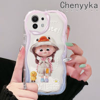 เคส Chenyyka สำหรับ Xiaomi 12T Pro 11 Lite 5G NE 12 Lite เคสลายการ์ตูนเป็ดน้อยน่ารักเด็กผู้หญิงเนื้อครีมมีสีสันขอบเป็นคลื่นเคสโทรศัพท์โปร่งใสนิ่มกันกระแทกเคสใสซิลิโคน