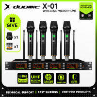 (2023 รุ่นใหม่) X-Duomic X-01, ไมโครโฟนไร้สาย 4 ช่องทางมืออาชีพ, แกนไมโครโฟนที่นำเข้า, ความถี่ลอยน้ำ UHF ที่ 600hmz,  ระยะทาง 150 เมตร