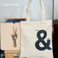 typositive กระเป๋าผ้าแคนวาส canvas bag กระเป๋าสะพายผู้หญิง Tote Bag (สีครีม) สกรีน I CAN &amp; I WILL ลายไม่ซ้ำใคร